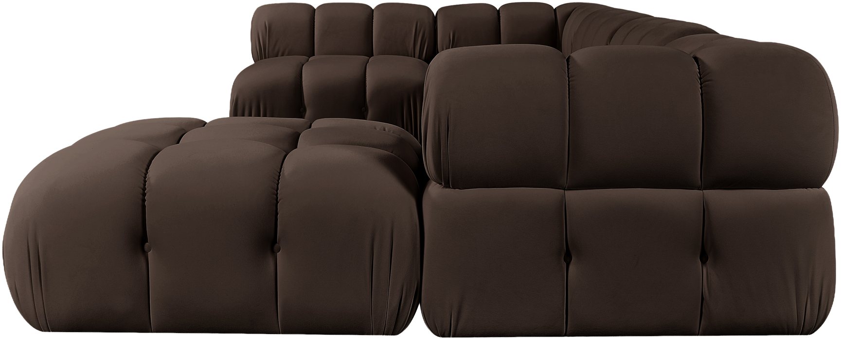Meridian Furniture - Orin Brown Velvet Performance Fabric Upholstered 6 pc. Sectional - 671Brown-Sec6E - GreatFurnitureDeal