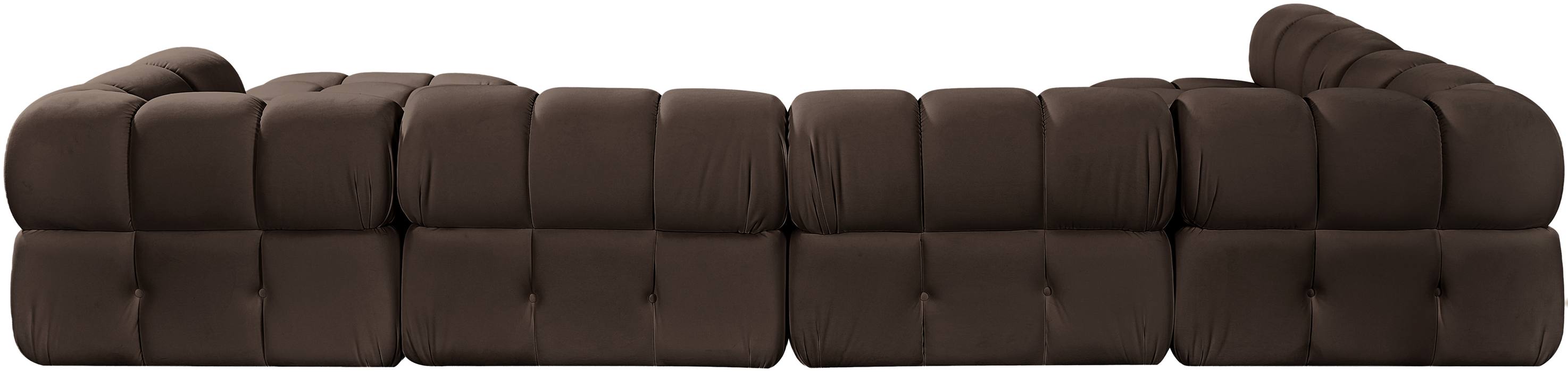 Meridian Furniture - Orin Brown Velvet Performance Fabric Upholstered 6 pc. Sectional - 671Brown-Sec6E - GreatFurnitureDeal