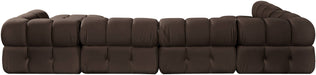 Meridian Furniture - Orin Brown Velvet Performance Fabric Upholstered 6 pc. Sectional - 671Brown-Sec6E - GreatFurnitureDeal