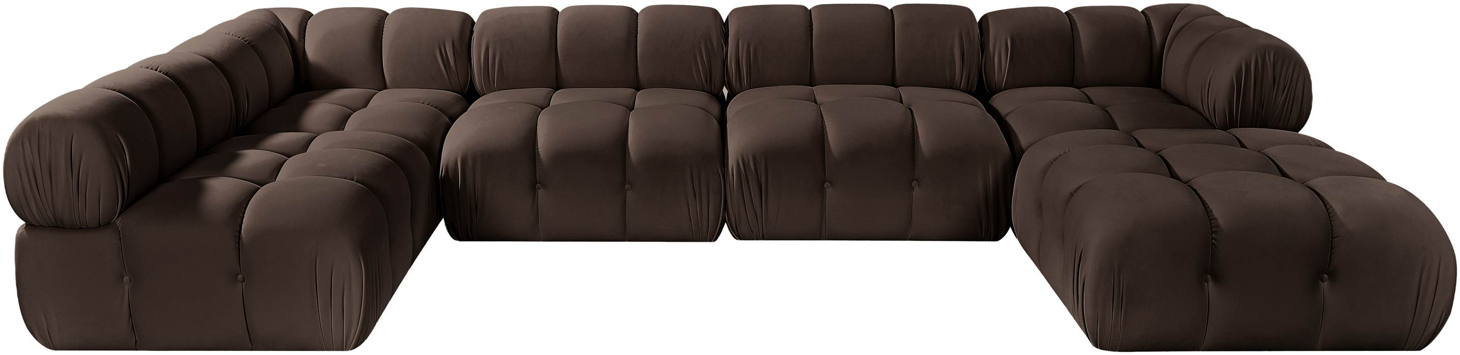 Meridian Furniture - Orin Brown Velvet Performance Fabric Upholstered 6 pc. Sectional - 671Brown-Sec6E - GreatFurnitureDeal