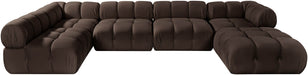 Meridian Furniture - Orin Brown Velvet Performance Fabric Upholstered 6 pc. Sectional - 671Brown-Sec6E - GreatFurnitureDeal