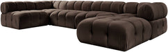 Meridian Furniture - Orin Brown Velvet Performance Fabric Upholstered 6 pc. Sectional - 671Brown-Sec6E - GreatFurnitureDeal