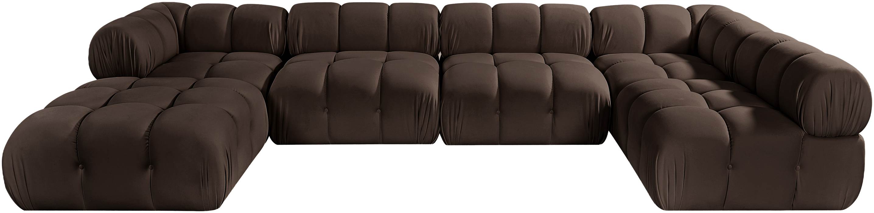 Meridian Furniture - Orin Brown Velvet Performance Fabric Upholstered 6 pc. Sectional - 671Brown-Sec6E - GreatFurnitureDeal