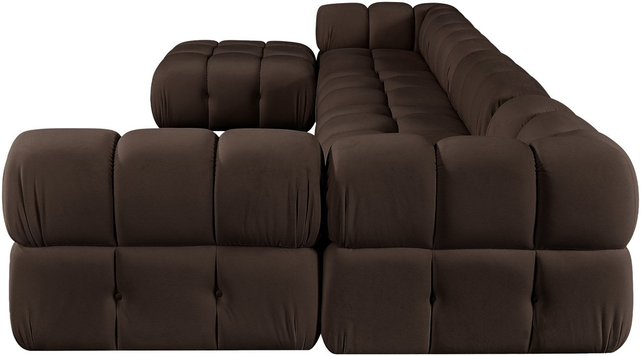 Meridian Furniture - Orin Brown Velvet Performance Fabric Upholstered 6 pc. Sectional - 671Brown-Sec6E - GreatFurnitureDeal