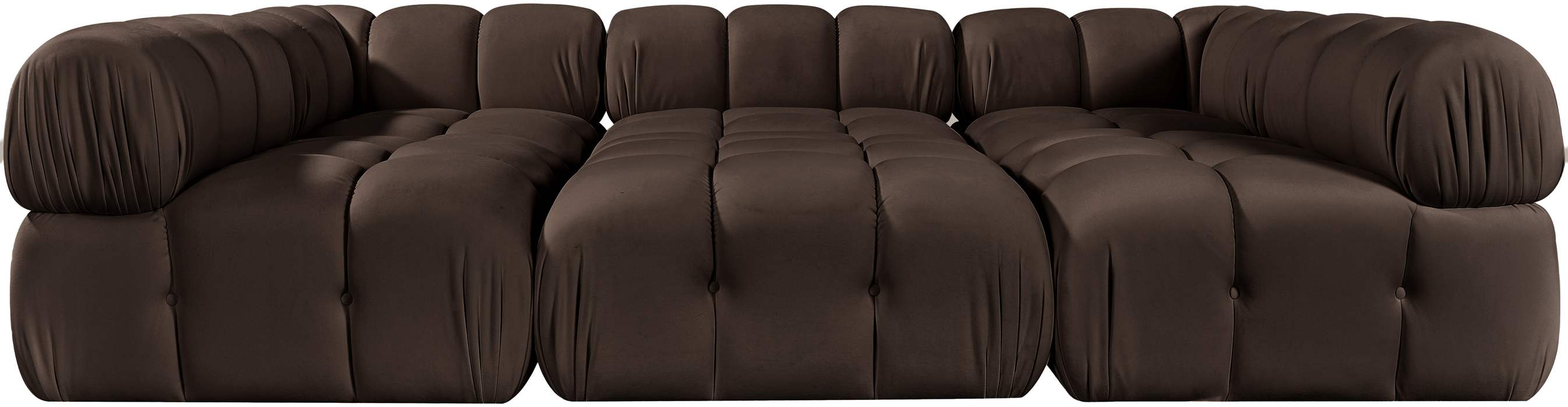 Meridian Furniture - Orin Brown Velvet Performance Fabric Upholstered 6 pc. Sectional - 671Brown-Sec6H - GreatFurnitureDeal