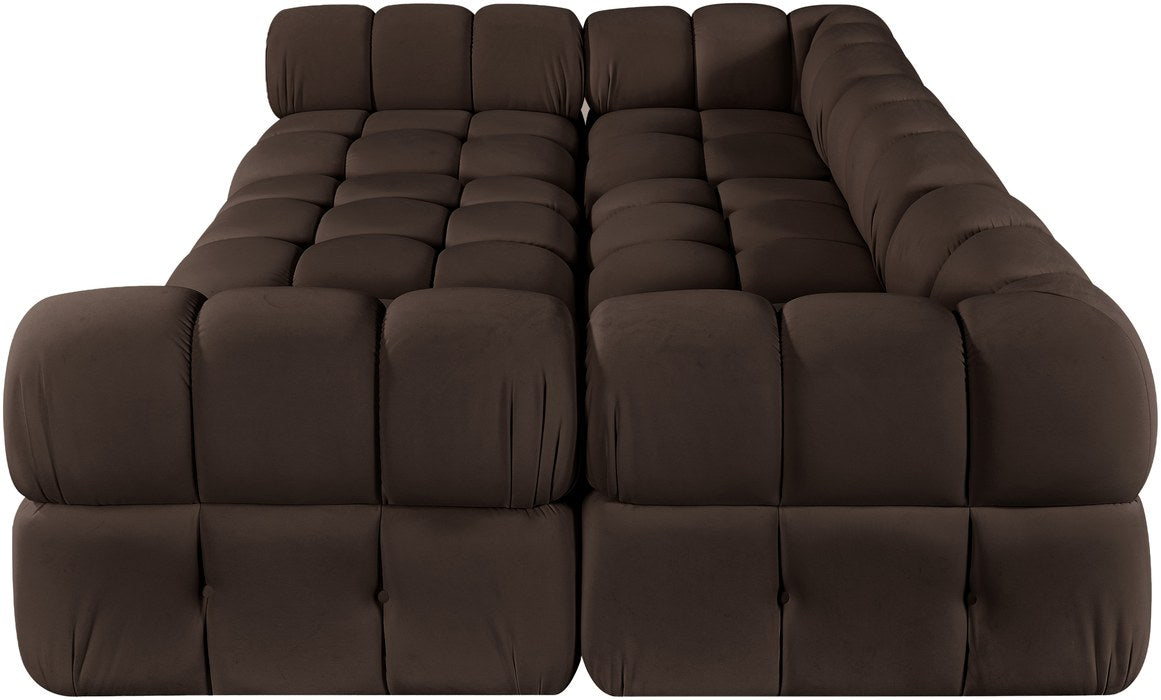 Meridian Furniture - Orin Brown Velvet Performance Fabric Upholstered 6 pc. Sectional - 671Brown-Sec6H - GreatFurnitureDeal