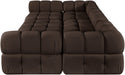 Meridian Furniture - Orin Brown Velvet Performance Fabric Upholstered 6 pc. Sectional - 671Brown-Sec6H - GreatFurnitureDeal
