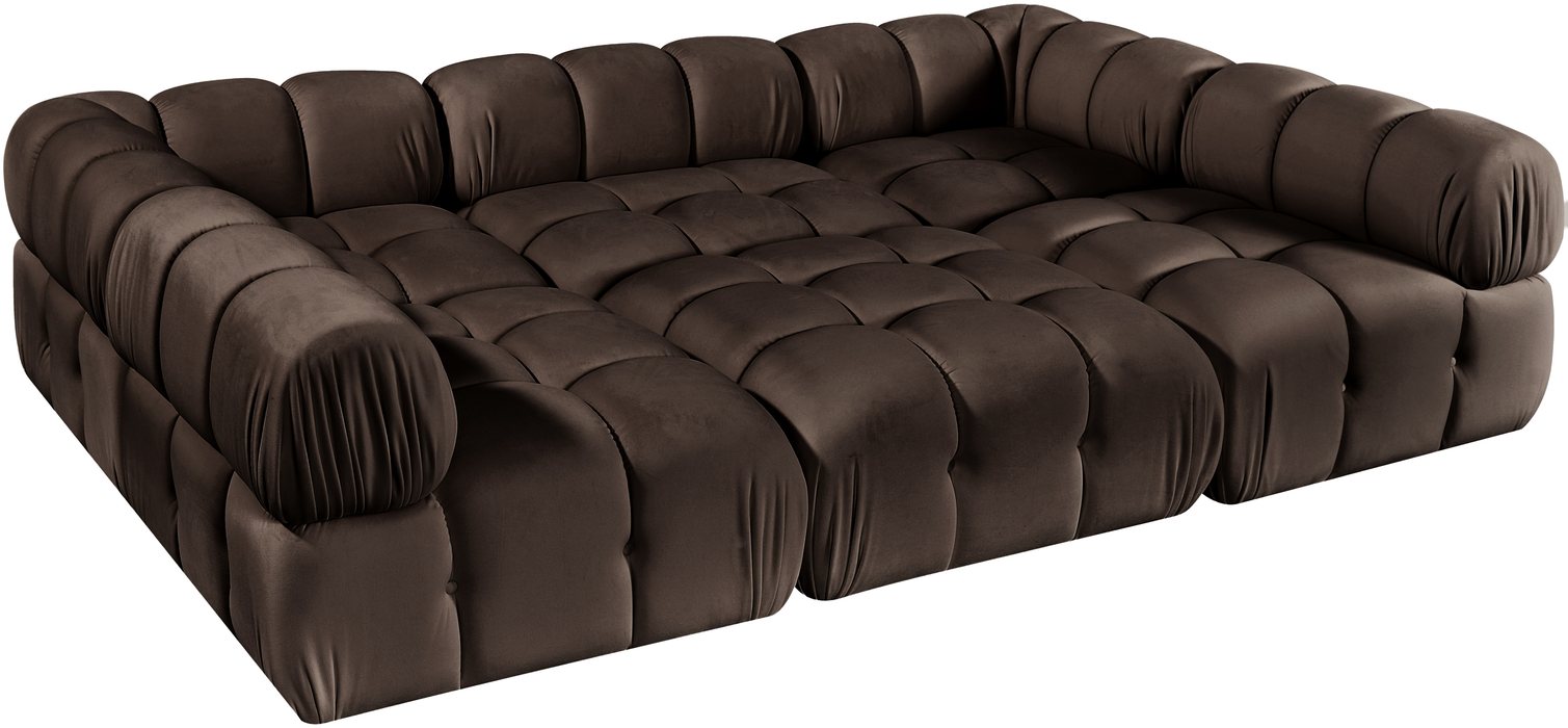 Meridian Furniture - Orin Brown Velvet Performance Fabric Upholstered 6 pc. Sectional - 671Brown-Sec6H - GreatFurnitureDeal