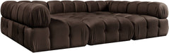 Meridian Furniture - Orin Brown Velvet Performance Fabric Upholstered 6 pc. Sectional - 671Brown-Sec6H - GreatFurnitureDeal
