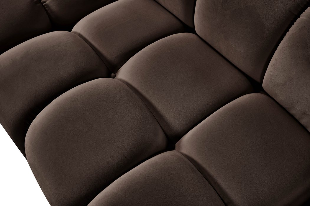 Meridian Furniture - Orin Brown Velvet Performance Fabric Upholstered 7 pc. Sectional - 671Brown-Sec7E - GreatFurnitureDeal