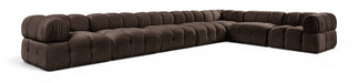 Meridian Furniture - Orin Brown Velvet Performance Fabric Upholstered 7 pc. Sectional - 671Brown-Sec7E - GreatFurnitureDeal