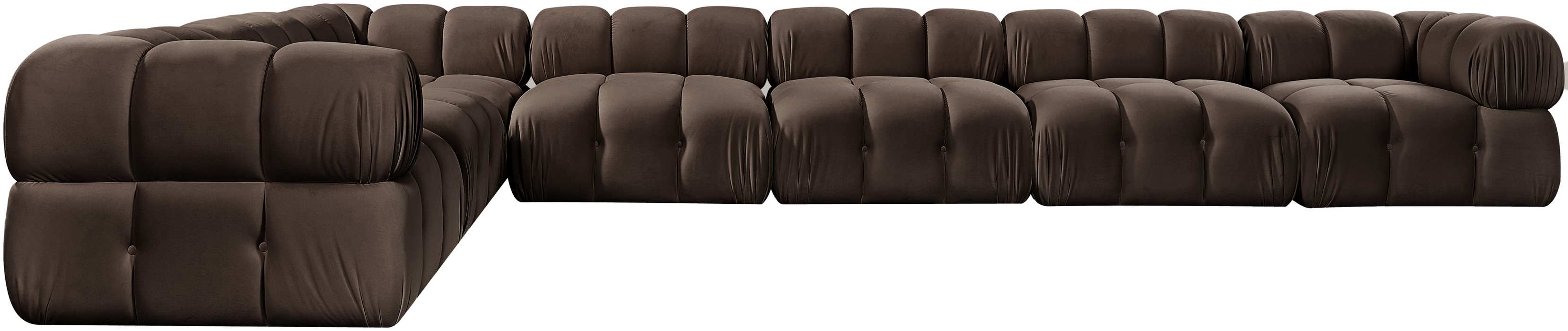 Meridian Furniture - Orin Brown Velvet Performance Fabric Upholstered 7 pc. Sectional - 671Brown-Sec7E - GreatFurnitureDeal