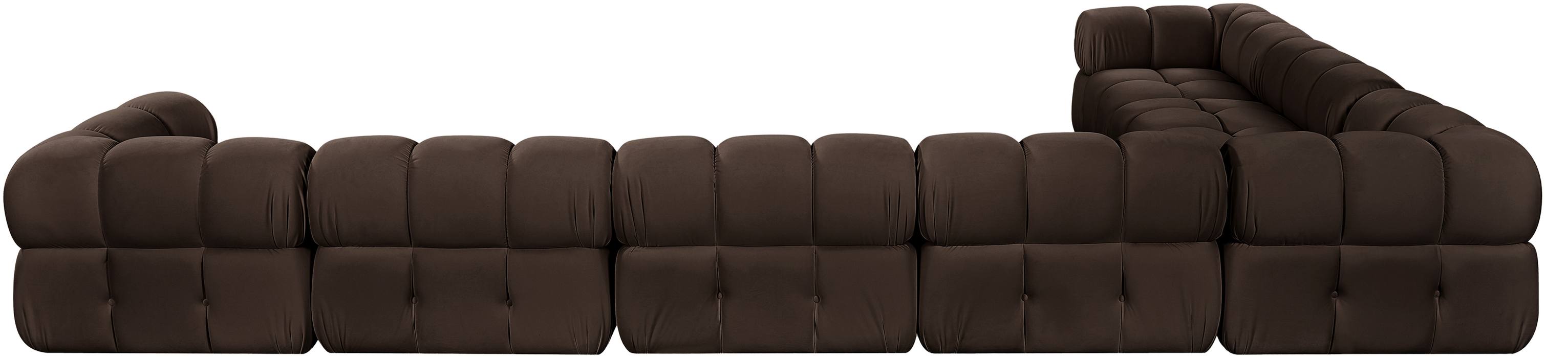 Meridian Furniture - Orin Brown Velvet Performance Fabric Upholstered 7 pc. Sectional - 671Brown-Sec7E - GreatFurnitureDeal