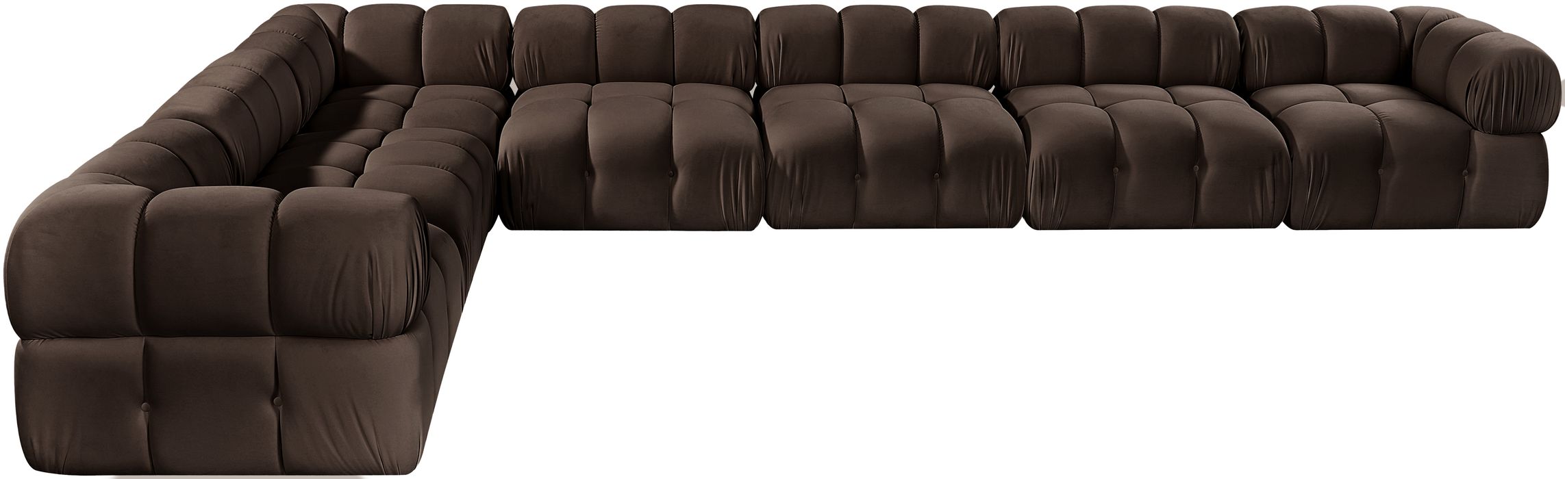Meridian Furniture - Orin Brown Velvet Performance Fabric Upholstered 7 pc. Sectional - 671Brown-Sec7E - GreatFurnitureDeal