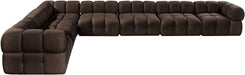 Meridian Furniture - Orin Brown Velvet Performance Fabric Upholstered 7 pc. Sectional - 671Brown-Sec7E - GreatFurnitureDeal