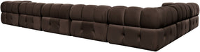 Meridian Furniture - Orin Brown Velvet Performance Fabric Upholstered 7 pc. Sectional - 671Brown-Sec7E - GreatFurnitureDeal