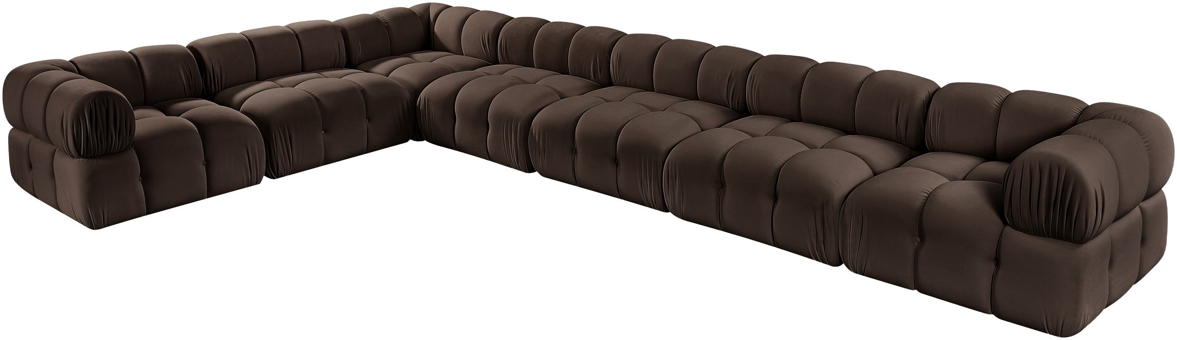 Meridian Furniture - Orin Brown Velvet Performance Fabric Upholstered 7 pc. Sectional - 671Brown-Sec7E - GreatFurnitureDeal