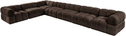 Meridian Furniture - Orin Brown Velvet Performance Fabric Upholstered 7 pc. Sectional - 671Brown-Sec7E - GreatFurnitureDeal