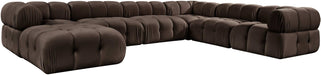 Meridian Furniture - Orin Brown Velvet Performance Fabric Upholstered 7 pc. Sectional - 671Brown-Sec7H - GreatFurnitureDeal