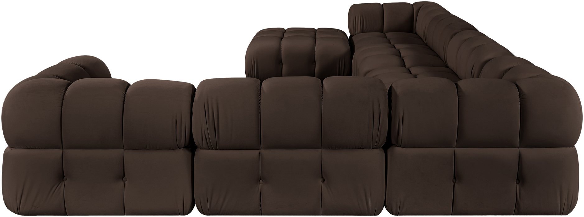 Meridian Furniture - Orin Brown Velvet Performance Fabric Upholstered 7 pc. Sectional - 671Brown-Sec7H - GreatFurnitureDeal