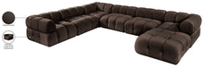 Meridian Furniture - Orin Brown Velvet Performance Fabric Upholstered 7 pc. Sectional - 671Brown-Sec7H - GreatFurnitureDeal