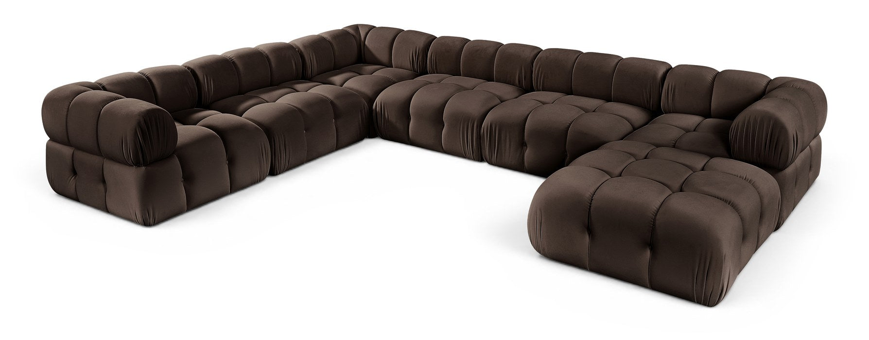 Meridian Furniture - Orin Brown Velvet Performance Fabric Upholstered 7 pc. Sectional - 671Brown-Sec7H - GreatFurnitureDeal