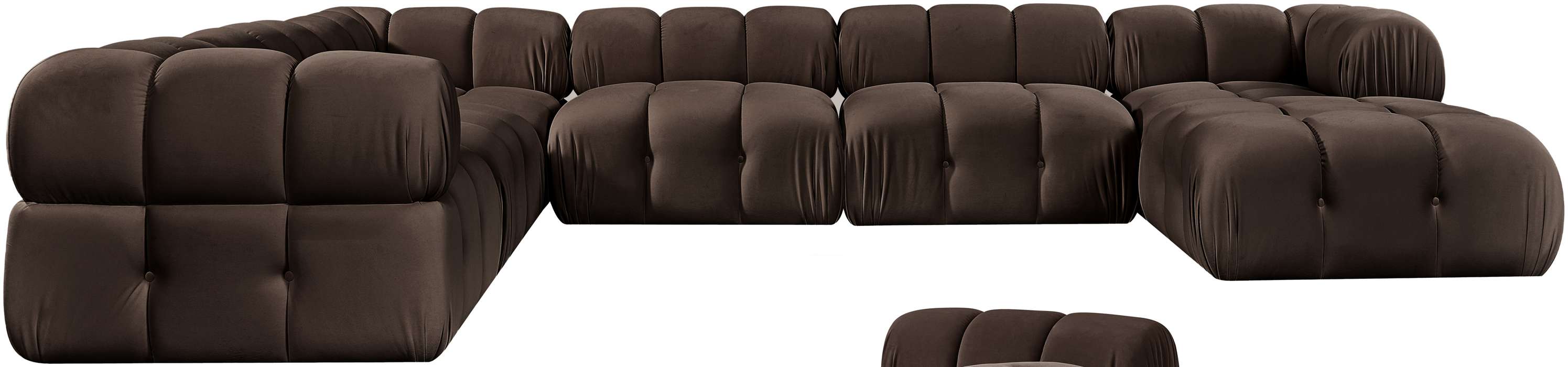 Meridian Furniture - Orin Brown Velvet Performance Fabric Upholstered 7 pc. Sectional - 671Brown-Sec7H - GreatFurnitureDeal