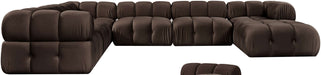 Meridian Furniture - Orin Brown Velvet Performance Fabric Upholstered 7 pc. Sectional - 671Brown-Sec7H - GreatFurnitureDeal