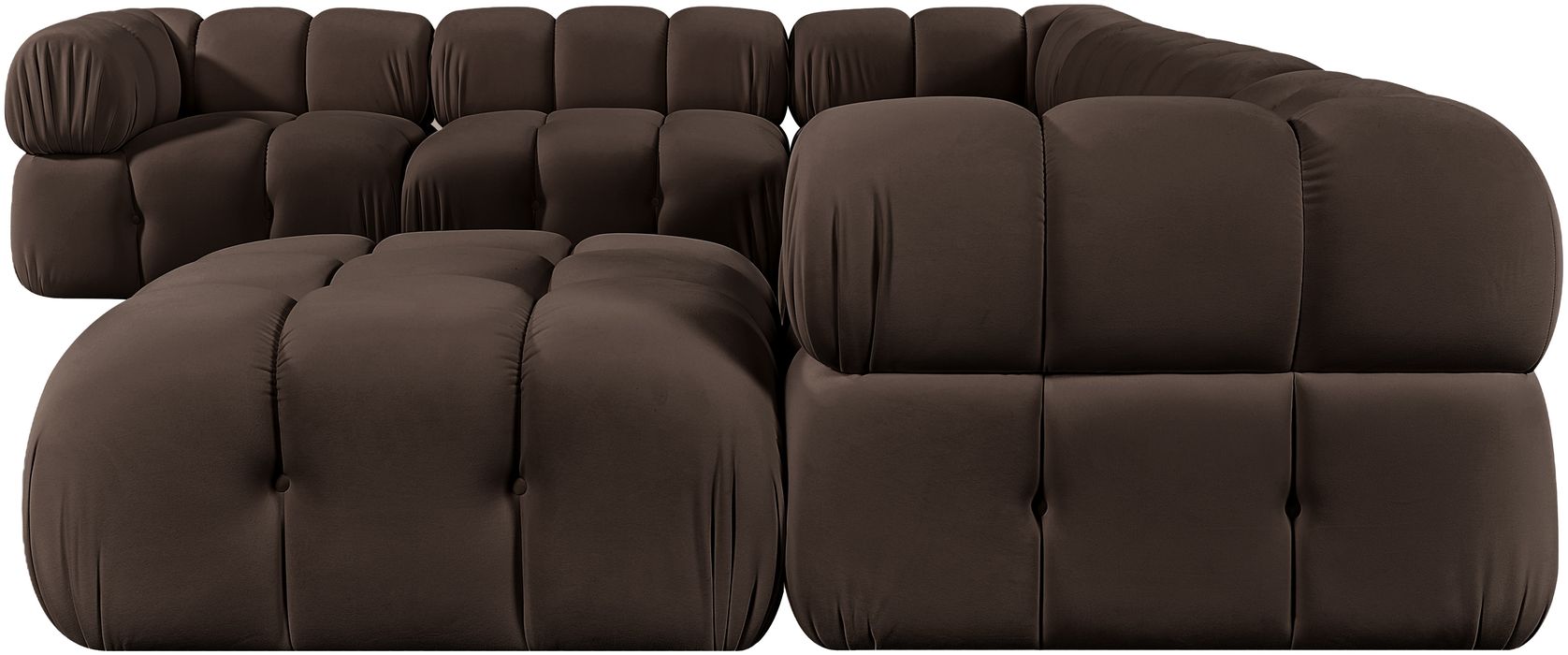 Meridian Furniture - Orin Brown Velvet Performance Fabric Upholstered 7 pc. Sectional - 671Brown-Sec7H - GreatFurnitureDeal