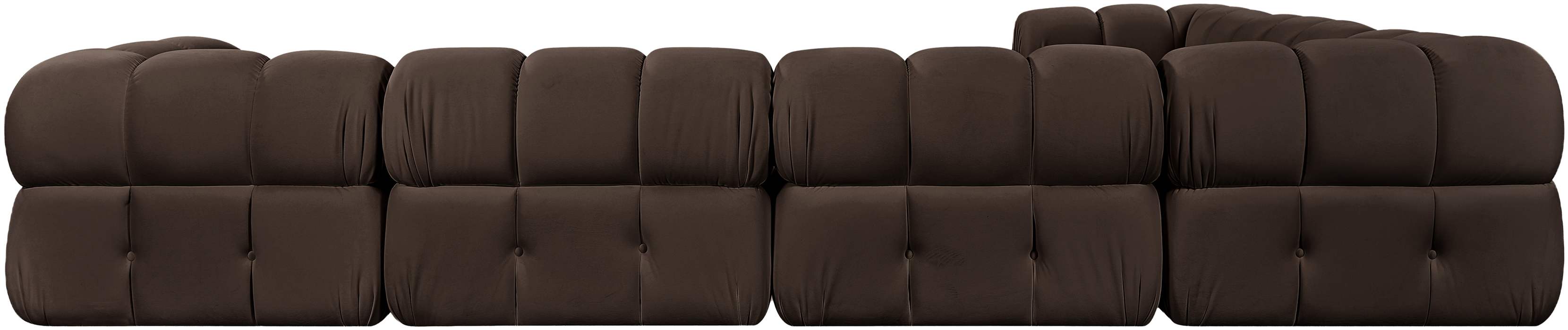 Meridian Furniture - Orin Brown Velvet Performance Fabric Upholstered 7 pc. Sectional - 671Brown-Sec7H - GreatFurnitureDeal