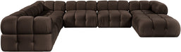 Meridian Furniture - Orin Brown Velvet Performance Fabric Upholstered 7 pc. Sectional - 671Brown-Sec7H - GreatFurnitureDeal