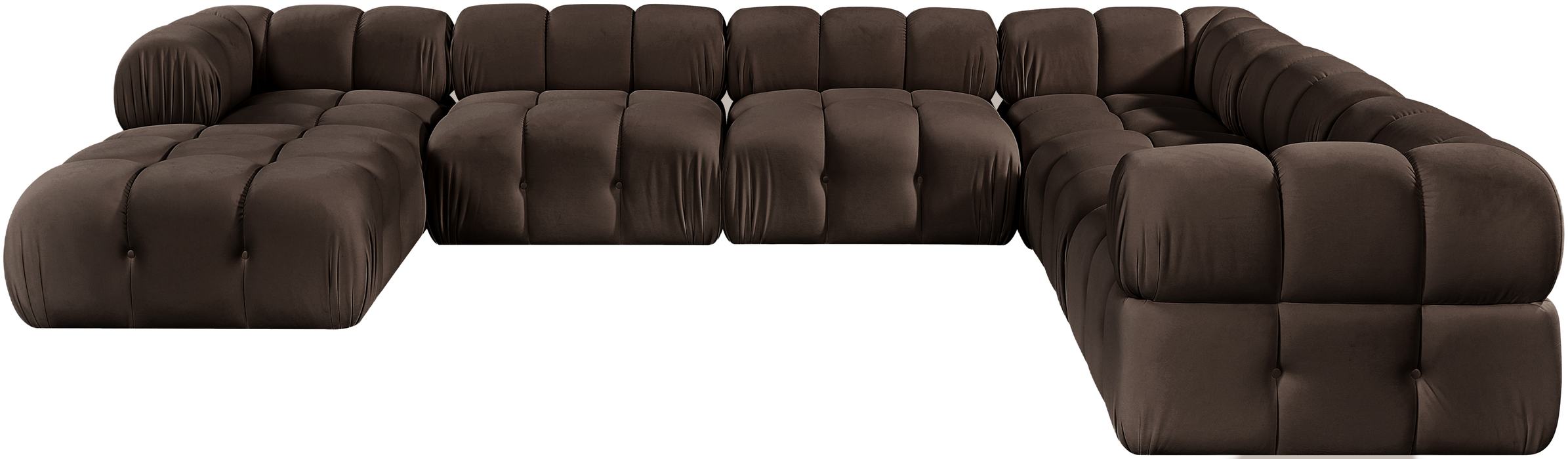 Meridian Furniture - Orin Brown Velvet Performance Fabric Upholstered 7 pc. Sectional - 671Brown-Sec7H - GreatFurnitureDeal