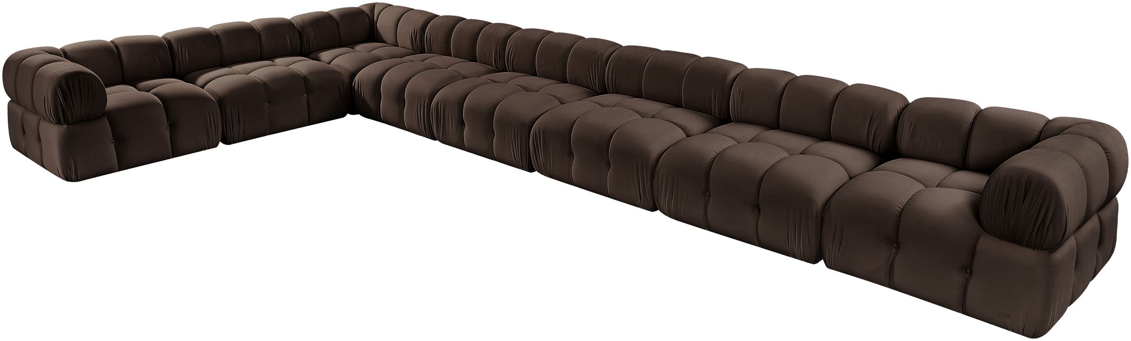 Meridian Furniture - Orin Brown Velvet Performance Fabric Upholstered 8 pc. Sectional - 671Brown-Sec8B - GreatFurnitureDeal