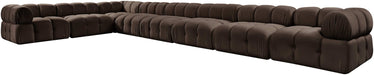 Meridian Furniture - Orin Brown Velvet Performance Fabric Upholstered 8 pc. Sectional - 671Brown-Sec8B - GreatFurnitureDeal