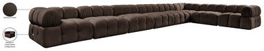 Meridian Furniture - Orin Brown Velvet Performance Fabric Upholstered 8 pc. Sectional - 671Brown-Sec8B - GreatFurnitureDeal
