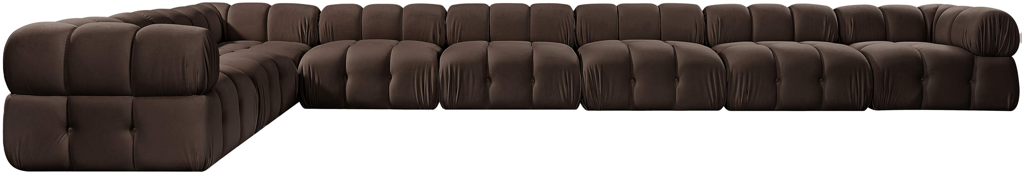 Meridian Furniture - Orin Brown Velvet Performance Fabric Upholstered 8 pc. Sectional - 671Brown-Sec8B - GreatFurnitureDeal