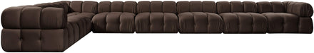 Meridian Furniture - Orin Brown Velvet Performance Fabric Upholstered 8 pc. Sectional - 671Brown-Sec8B - GreatFurnitureDeal