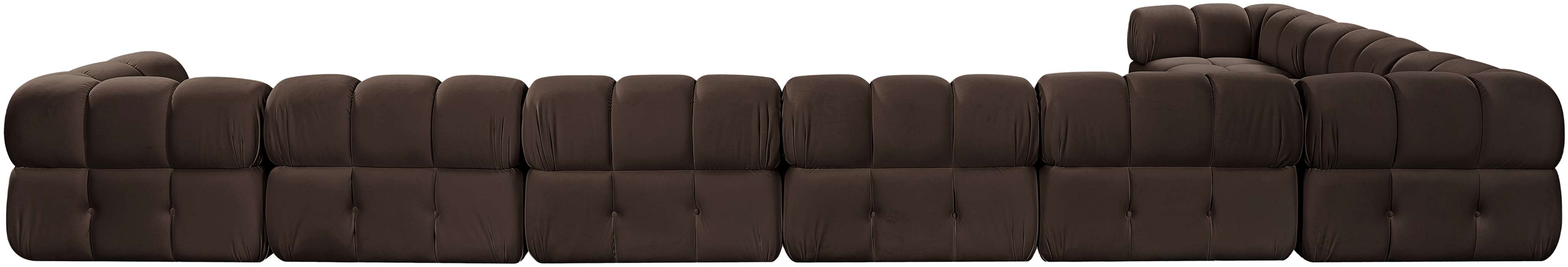 Meridian Furniture - Orin Brown Velvet Performance Fabric Upholstered 8 pc. Sectional - 671Brown-Sec8B - GreatFurnitureDeal