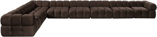 Meridian Furniture - Orin Brown Velvet Performance Fabric Upholstered 8 pc. Sectional - 671Brown-Sec8B - GreatFurnitureDeal
