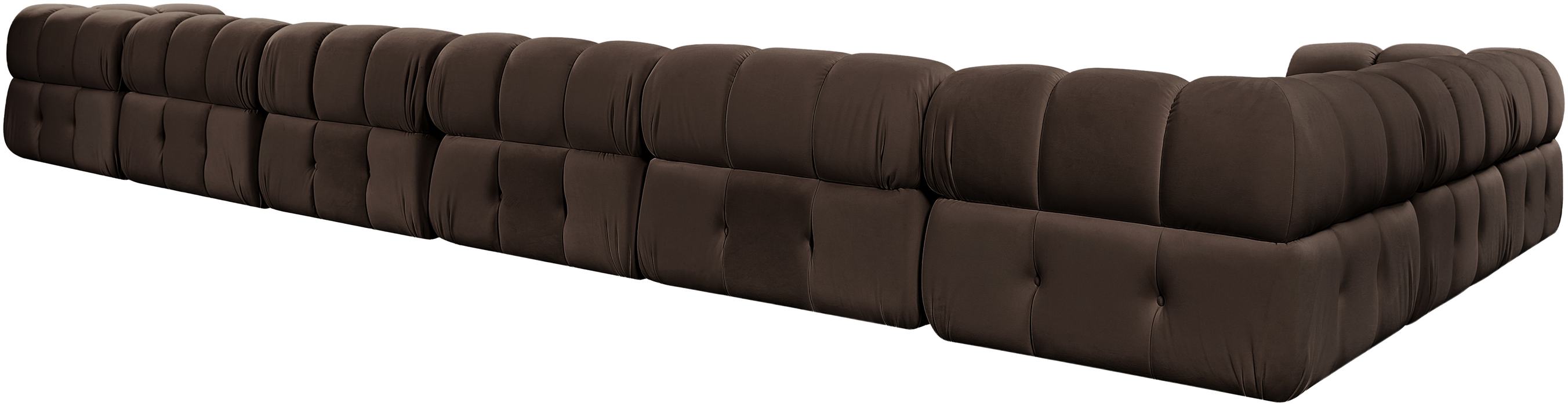 Meridian Furniture - Orin Brown Velvet Performance Fabric Upholstered 8 pc. Sectional - 671Brown-Sec8B - GreatFurnitureDeal