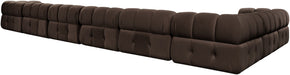Meridian Furniture - Orin Brown Velvet Performance Fabric Upholstered 8 pc. Sectional - 671Brown-Sec8B - GreatFurnitureDeal