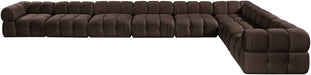 Meridian Furniture - Orin Brown Velvet Performance Fabric Upholstered 8 pc. Sectional - 671Brown-Sec8B - GreatFurnitureDeal