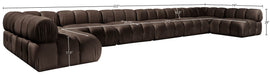 Meridian Furniture - Orin Brown Velvet Performance Fabric Upholstered 8 pc. Sectional - 671Brown-Sec8C - GreatFurnitureDeal