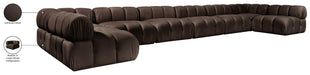 Meridian Furniture - Orin Brown Velvet Performance Fabric Upholstered 8 pc. Sectional - 671Brown-Sec8C - GreatFurnitureDeal