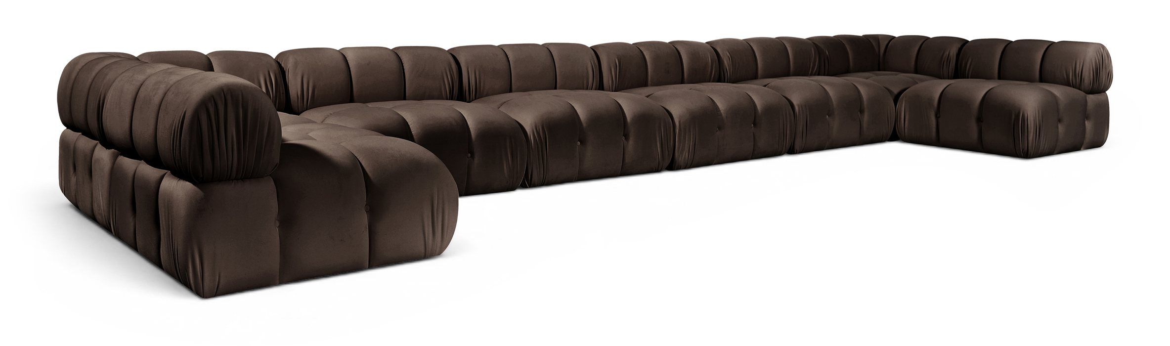 Meridian Furniture - Orin Brown Velvet Performance Fabric Upholstered 8 pc. Sectional - 671Brown-Sec8C - GreatFurnitureDeal