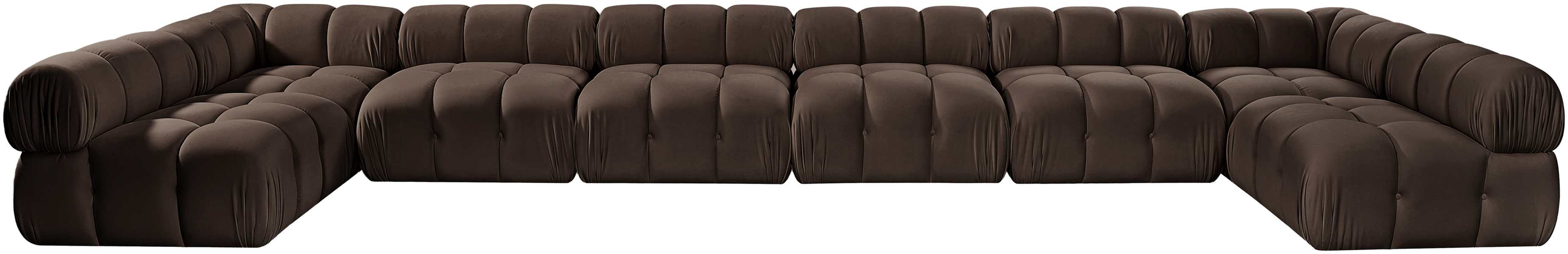 Meridian Furniture - Orin Brown Velvet Performance Fabric Upholstered 8 pc. Sectional - 671Brown-Sec8C - GreatFurnitureDeal