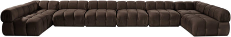 Meridian Furniture - Orin Brown Velvet Performance Fabric Upholstered 8 pc. Sectional - 671Brown-Sec8C - GreatFurnitureDeal