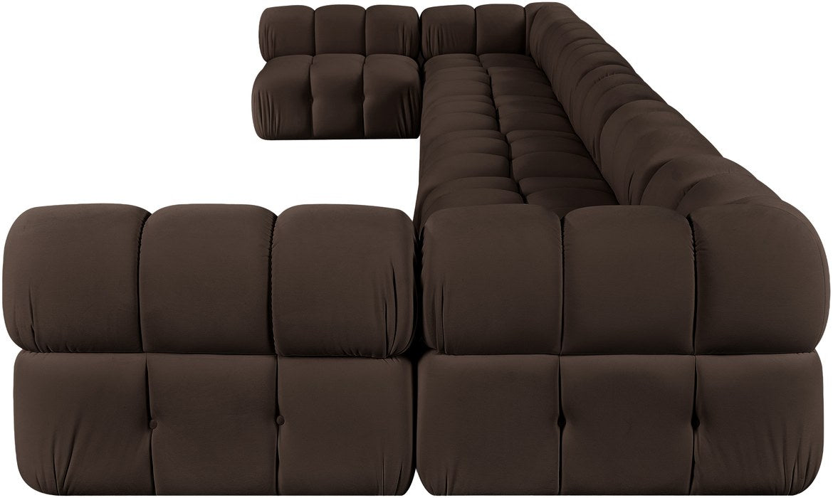 Meridian Furniture - Orin Brown Velvet Performance Fabric Upholstered 8 pc. Sectional - 671Brown-Sec8C - GreatFurnitureDeal