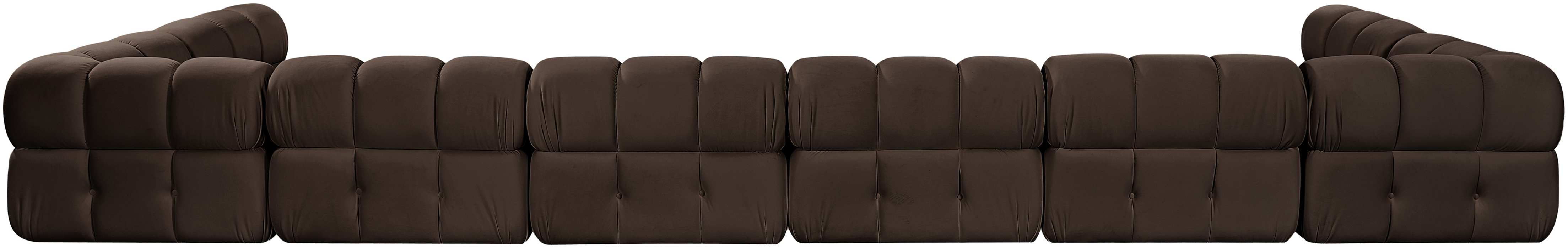 Meridian Furniture - Orin Brown Velvet Performance Fabric Upholstered 8 pc. Sectional - 671Brown-Sec8C - GreatFurnitureDeal