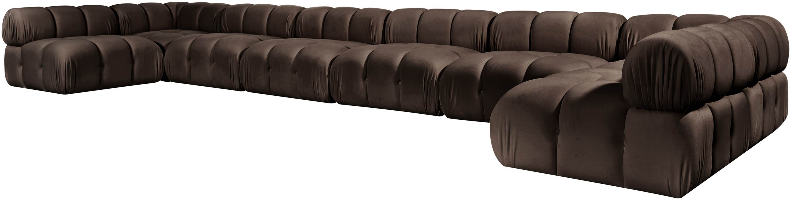 Meridian Furniture - Orin Brown Velvet Performance Fabric Upholstered 8 pc. Sectional - 671Brown-Sec8C - GreatFurnitureDeal